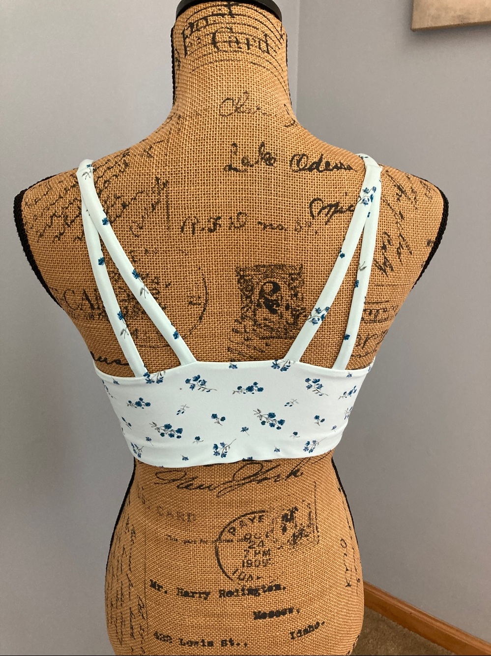 All In Motion Mint Green Floral Double-Strap Support Bra/Crop Top Women Size L - Picture 2 of 11